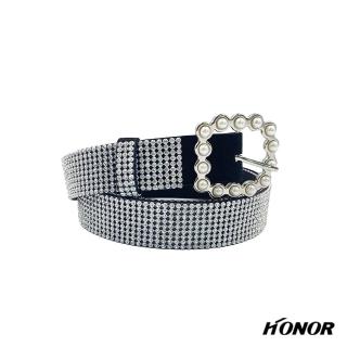 【HONOR 山形屋】珍珠水鑽條軟式皮帶
