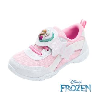 【Disney 迪士尼】冰雪奇緣 電燈運動鞋/童鞋 絆帶設計 方便穿脫 透氣 臺灣製 白粉(FOKX41653)