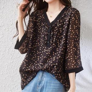 【麗質達人】5181咖啡色碎上衣-AA(L-5XL)