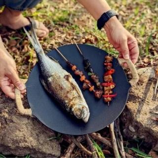 【May shop】兩入一組 燒烤盤盤型鑄鐵平底鍋野營煎鍋鍛鐵烤爐烤肉架