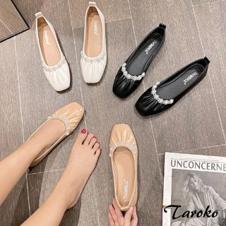 【Taroko】吸睛淑女珍珠淺口圓頭平底休閒鞋(3色可選)