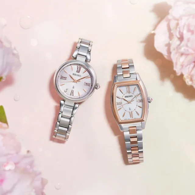 【SEIKO 精工】LUKIA 花卉系列  鈦金屬 羅馬數字 太陽能電波女錶 SK027(SSQW081J/1B32-0BK0S)