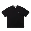 【Dickies】男女款黑色純棉胸前簡約刺繡Logo休閒短袖T恤｜DK012964BLK