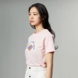 【Dickies】女款奶油粉純棉胸前經典品牌三色Logo印花短袖T恤｜DK011642A71