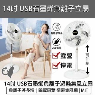 【B&S】石墨烯負離子 USB 14吋DC循環扇(電扇 循環扇 DC扇 電風扇 直立扇)