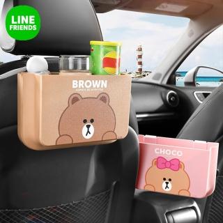 【LINE FRIENDS】熊大可折疊車用椅背多功能置物桶車用收納盒(汽車收納 居家收納)