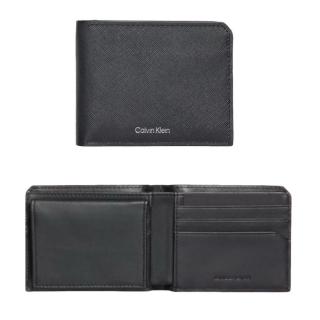 【Calvin Klein 凱文克萊】燙銀1+1雙層錢夾 防刮短夾禮盒組(ck 黑色 男夾 男皮包 男皮夾)