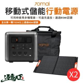 【70mai 70邁】逐露天下 70mai 移動式儲能行動電源 收納包+太陽能板X2組合(行動電源 儲能 充電 可攜式)