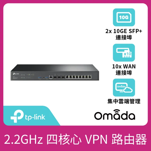 【TP-Link】ER8411 10Gigabit Omada控制器 VPN雲端管理路由器(SFP+ WAN 商辦/企業適用)