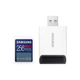 【SAMSUNG 三星】2024 PRO Ultimate SD 256GB記憶卡 含讀卡機(單眼 數位相機 攝影機 筆電)