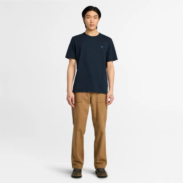【Timberland】男款深藍色Logo短袖T恤(A6DKUZ02)