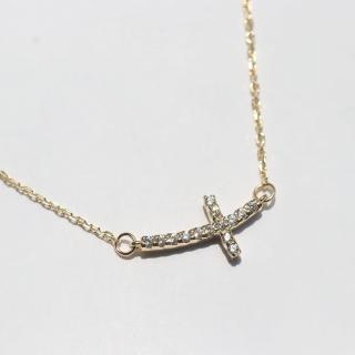 【CHARIS & GRACE 佳立思珠寶】14K金 項鍊 雙面橫十字架鑽項鍊 40-42cm