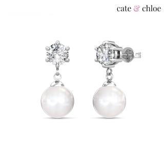 【Cate & Chloe】六月璀璨18K白金珍珠耳環(施華洛世奇水晶)