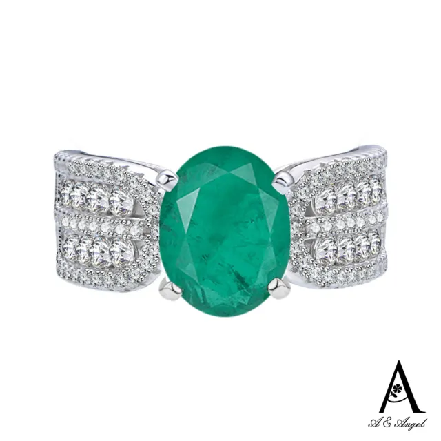 【ANGEL】宴會百搭橢圓形閃耀鋯石925銀戒指(綠色)