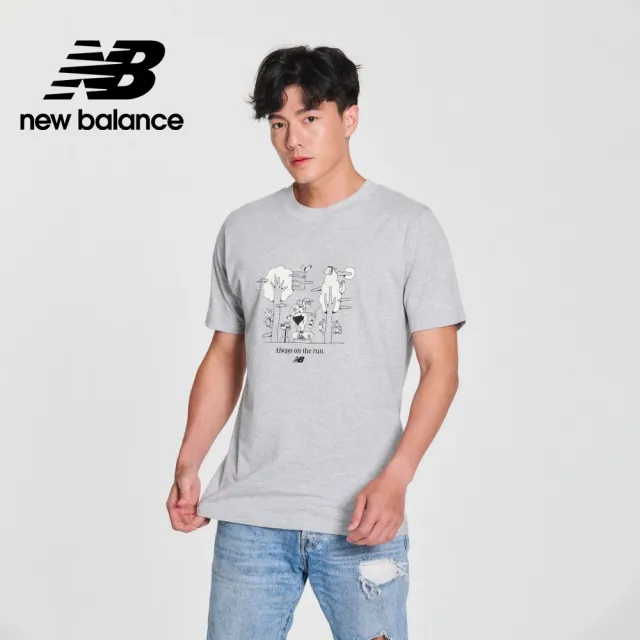 【NEW BALANCE】NB 趣味插圖短袖上衣_男性_白/灰色任選_MT41912AG_MT41912WT(美版 版型偏大)