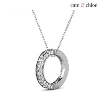 【Cate & Chloe】Vivianna 18K白金圓圈造型項鍊(附精美原廠禮盒)