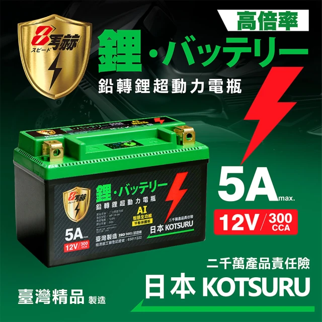 KOTSURUKOTSURU 日本KOTSURU MP-7B 8馬赫 鉛轉鋰超動力機車電瓶 鋰鐵啟動電池 12V 300CCA 台灣製造