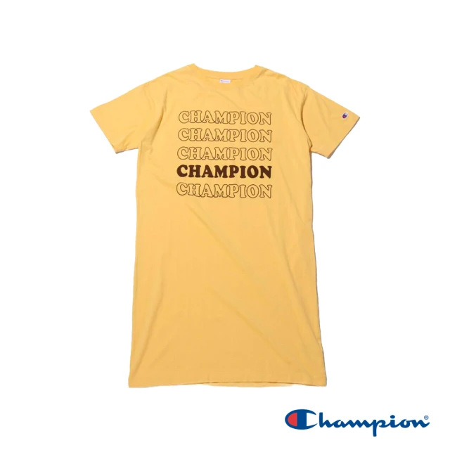 Champion 官方直營-純棉LOGO印花短袖洋裝-女(卡其色)