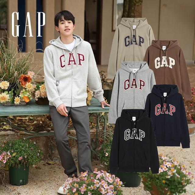 【GAP】男女同款 Logo連帽外套 冰淇淋系列 碳素軟磨法式圈織系列-多色可選(853131)