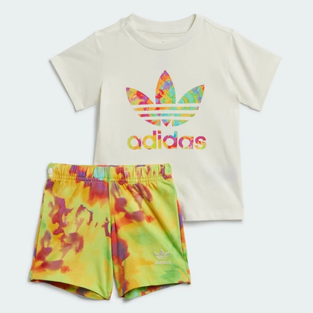 adidas 愛迪達 套裝 短袖上衣 運動短褲 童裝 小童 男童女童 三葉草 SHORT TEE SET 米 黃 JE0510