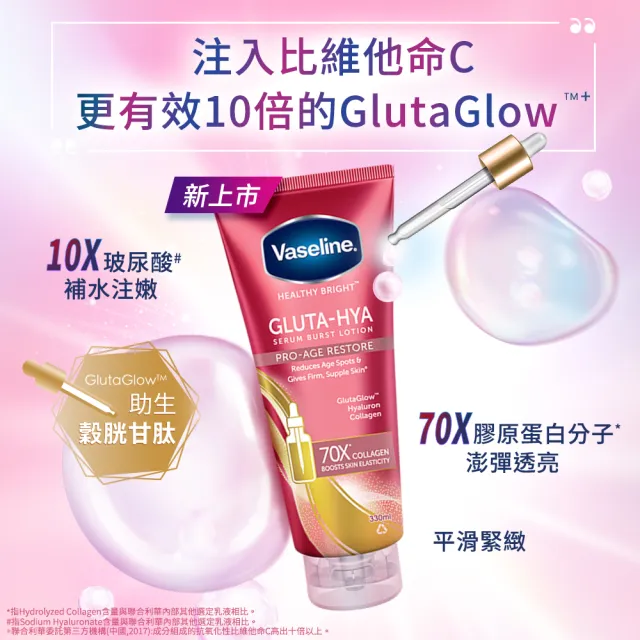 【Vaseline 凡士林】精華凝乳 330ml-3入(水光膠原/肌亮水潤/淡斑勻亮)