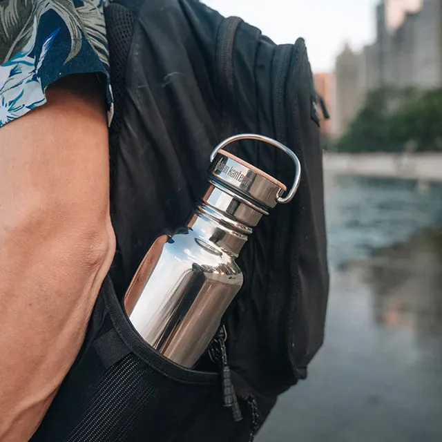 【Klean Kanteen】不鏽鋼冷水杯800ml(鏡面鋼 竹片鋼蓋)