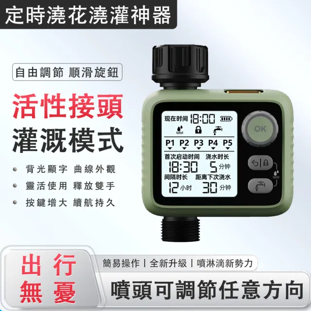 【Green Xuan】智能定時自動澆花器 夜光大屏 雨感定時(澆花控制器 定時灑水器 定時澆花器 升級款第二代)