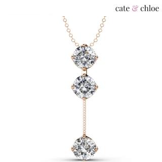 【Cate & Chloe】Sloane Hero 18K玫瑰金 施華洛世奇水晶三環氣質吊墜項鍊(簡約優雅和時尚風格)