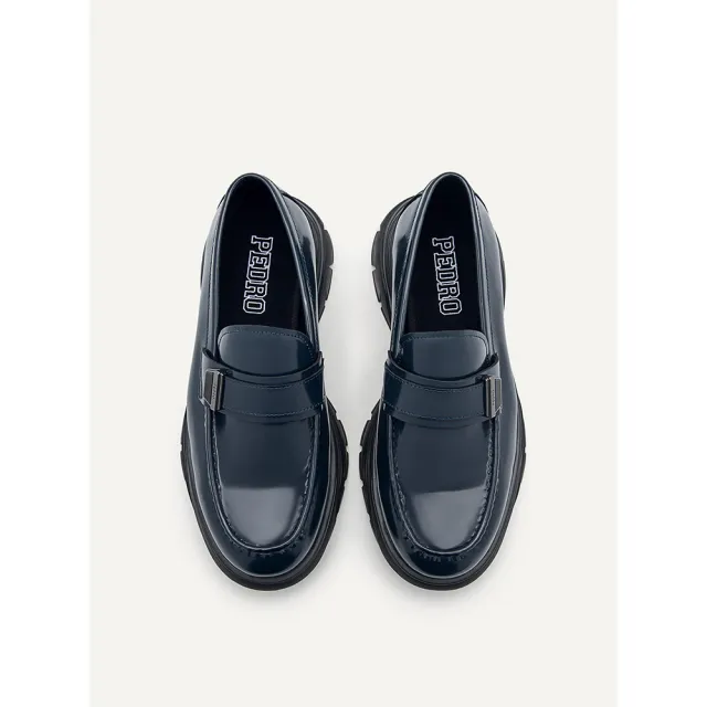 【PEDRO】Hybrix真皮扣環樂福鞋-黑色/海軍藍(小CK高端品牌 名人穿搭)