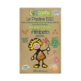 【義大利 ZEROTRE 捲髮夏菈】橘蔬果字字麵 250g(兒童專屬的造型義大利麵)