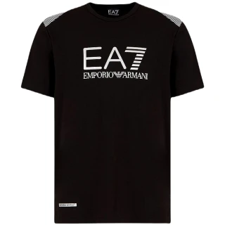 【EMPORIO ARMANI】男款 EA7 品牌LOGO 短袖T恤-黑色(S號、M號)
