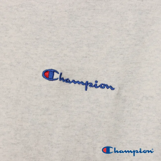 【Champion】官方直營-純棉寬版草寫LOGO刺繡V領短袖TEE-女(淡米色)