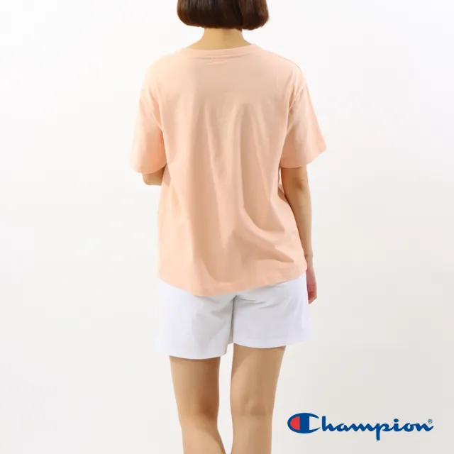 【Champion】官方直營-純棉草寫LOGO刺繡短褲-女(白色)