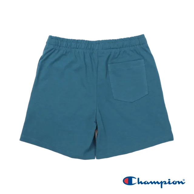 【Champion】官方直營-純棉草寫LOGO刺繡短褲-女(藍綠色)