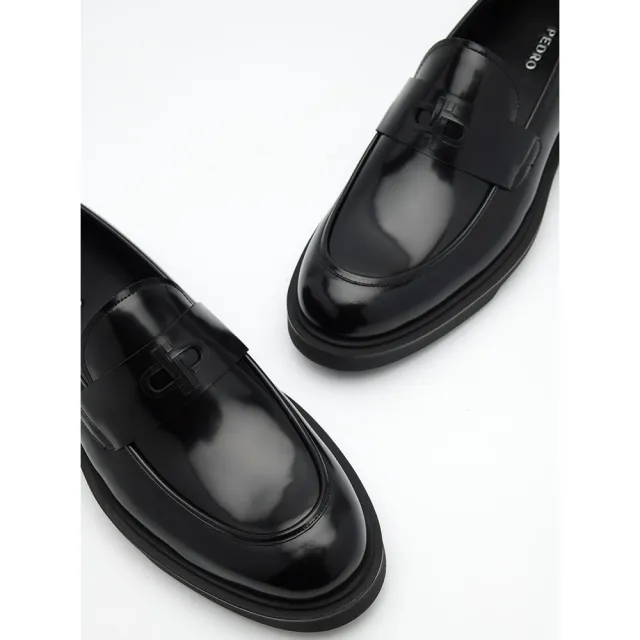 【PEDRO】PEDRO ICON Loop 真皮百搭樂福鞋-黑色(小CK高端品牌 新品上市 摩登職場 名人穿搭)