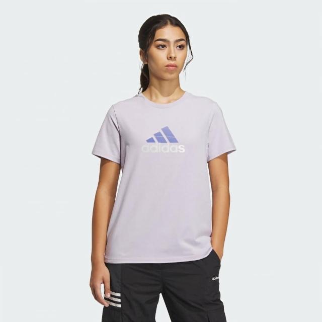 【adidas 愛迪達】上衣 女款 短袖上衣 運動 MH BOS TEE 2 紫 IM8889