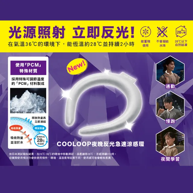 【台隆手創館】日本COOLOOP夜晚反光急速夜光涼感環-L(降溫頸圈 涼感頸圈)