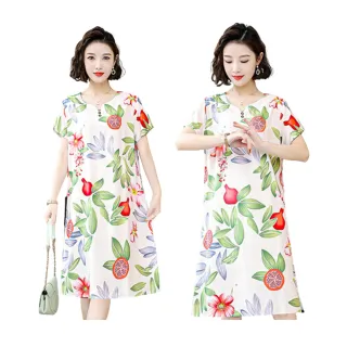 【AMIE 艾米韓系】現貨石榴花版棉稠休閒睡衣居家服(共1色)