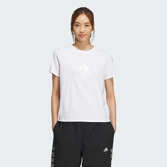 【adidas 愛迪達】上衣 女款 短袖上衣 運動 亞規 MH BOS TEE 2 白 IZ3147