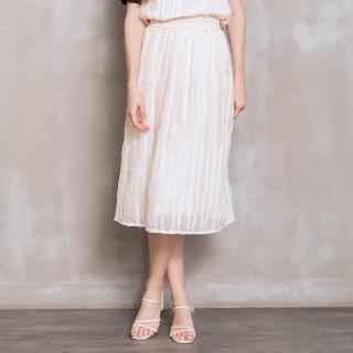 【perng yuh 芃諭名品】漫漫波光 條飾 鬆緊腰 剪花 圓裙(2024 SS Collection｜3A春夏系列)