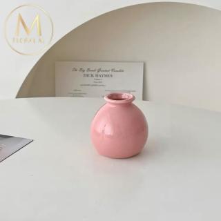 【Floral M】Ins風櫻花粉陶瓷迷你小花瓶(花瓶/插花/玻璃瓶/小口花瓶/花器/花盆/陶瓷花瓶/桌面擺飾)
