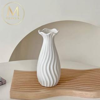 【Floral M】北歐陶瓷艾格妮絲波浪花瓶(花瓶/插花/玻璃瓶/小口花瓶/花器/花盆/陶瓷花瓶/桌面擺飾)