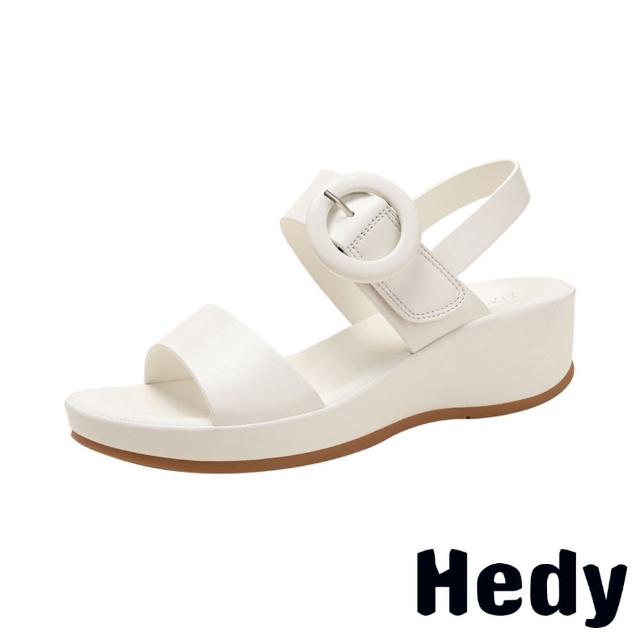 【Hedy】厚底涼鞋/極簡個性復古圓釦厚底涼鞋(白)