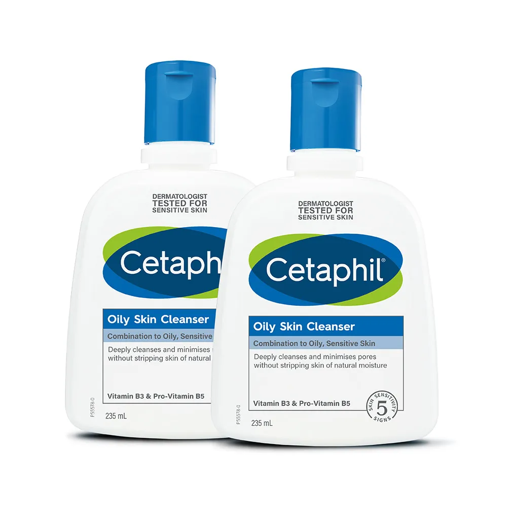 【Cetaphil 舒特膚】官方直營 控油潔膚乳 235ml*2入(洗面乳/油性肌膚)