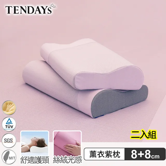 【TENDAYS】玩色柔眠記憶枕 2入組(薰衣紫 8cm/10cm 任選)