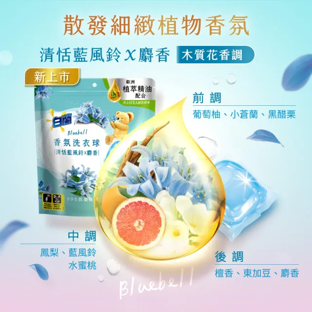 【白蘭】香氛洗衣球_23顆/袋x6(清新白茶/質感小蒼蘭/純淨白麝香/玫瑰青檸/雪松鼠尾草/藍風鈴X麝香)