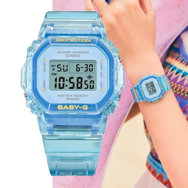 CASIO 卡西歐 BABY-G 輕巧纖薄 繽紛夏季 明亮清透 藍37.9mm(BGD-565SJ-2)