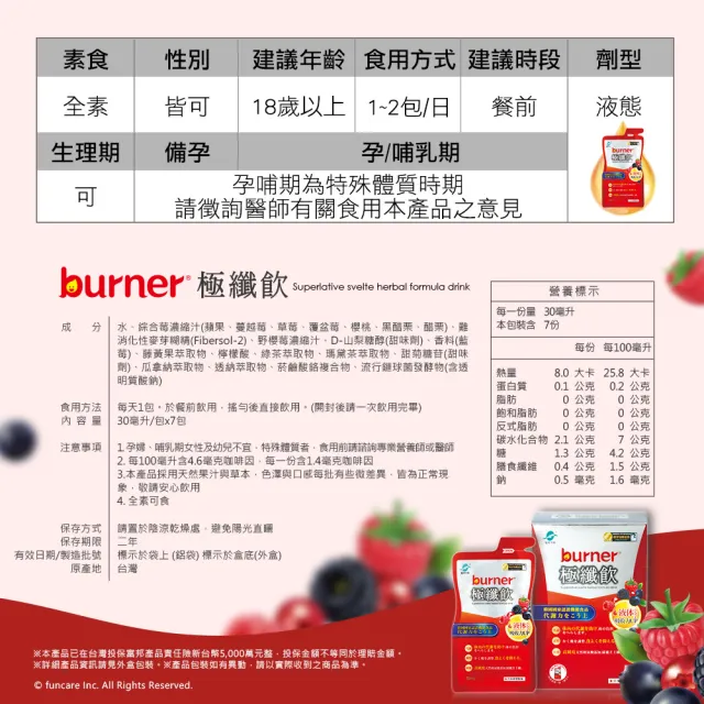 【船井burner倍熱】極纖飲8盒(共56包 宋芸樺愛用推薦-代謝強化)