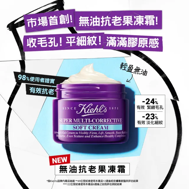 【契爾氏】官方直營 超進化無油抗老乳霜75ml(Kiehl’s/大瓶裝/果凍霜/保濕 抗老)