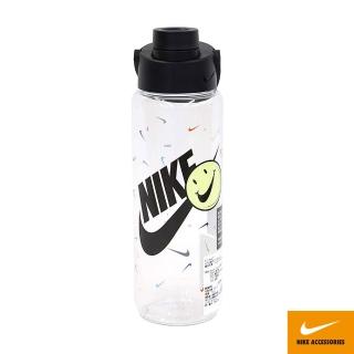 【NIKE 耐吉】TR RECHARGE大口徑水壺24OZ N100432096824透明黑彩(旋蓋式 有提把 瓶身削平 防漏 可機洗)